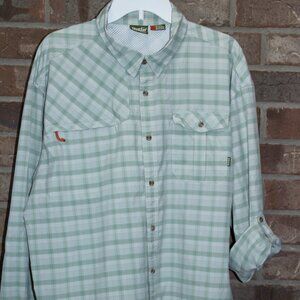 Howler Bros Shirt Mens XXL Light Green Fishing Vented Plaid Long Sleeve
